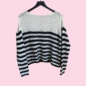 Brandy Melville Striped Cream & Black Sweater